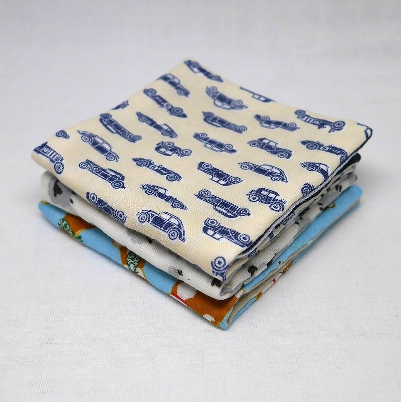 Japanese Handmade 6 layer of gauze mini-handkerchief/ 3 pieces in 1unit - 口水肩/圍兜 - 棉．麻 白色