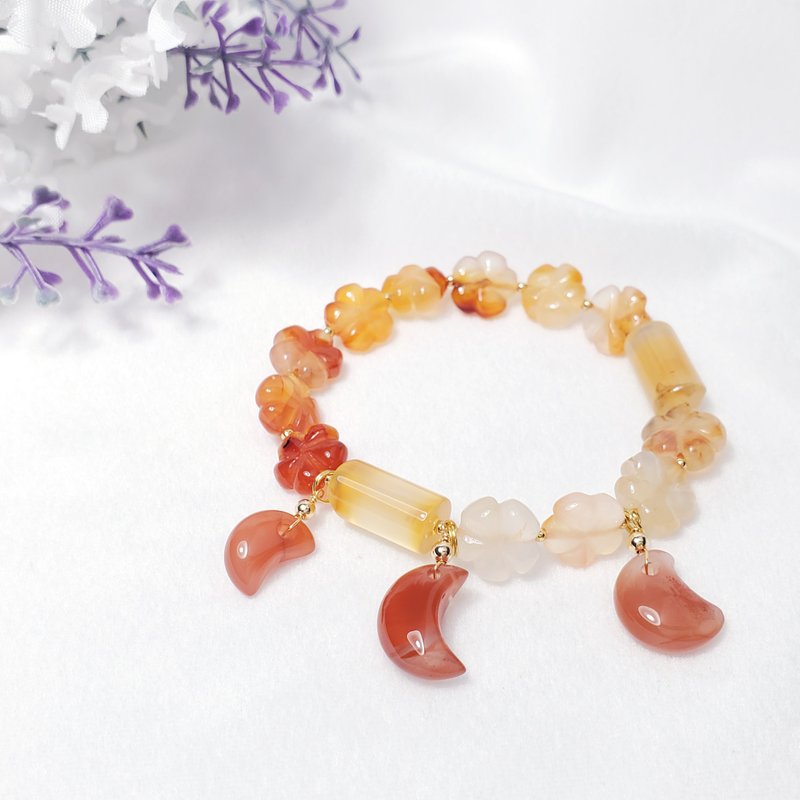 頂級瑪瑙 玉瓍 南紅 花容月貌 富貴吉祥 手鍊 單品 禮物 - 手鍊/手環 - 寶石 橘色
