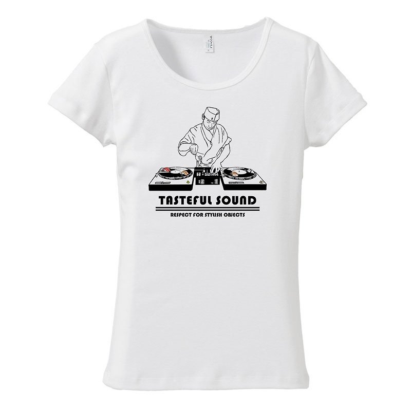 Ladies T-shirt / tasteful sound - เสื้อยืดผู้หญิง - ผ้าฝ้าย/ผ้าลินิน ขาว