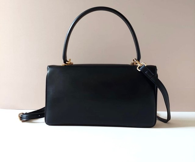 厳選アイテム】ヴィンテージ セリーヌ 黒 マカダム金具 ケリー型