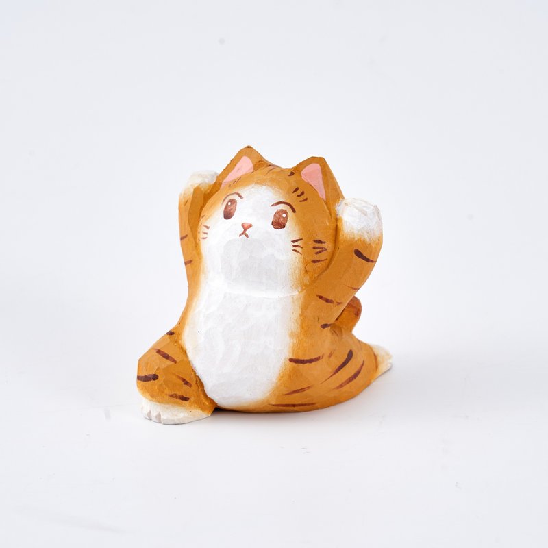Yuna 靜柔眼鏡蛇式的瑜伽貓木雕 - 擺飾/家飾品 - 木頭 橘色
