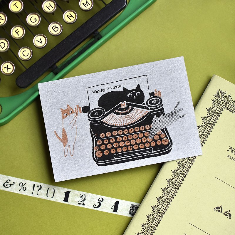I think Cultural and Creative Co-branded Silk Printed Postcard-Bronze and Gold Typewriter - Cards & Postcards - Paper Gold