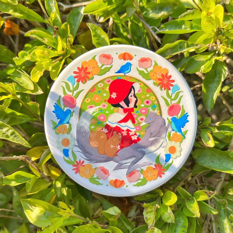 【Little Red Riding Hood and Animal Friends】Tile Coaster - ที่รองแก้ว - ดินเผา สีแดง