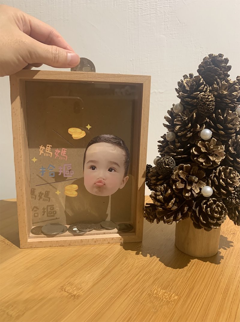 可愛照片木質存錢筒 - 存錢筒 - 木頭 