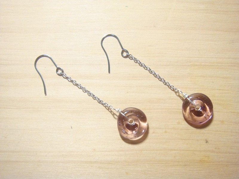 Lin handmade glass grapefruit - Mermaid earrings (shallow purple) - Glass Long Earrings - Clip-free change - ต่างหู - แก้ว สีม่วง