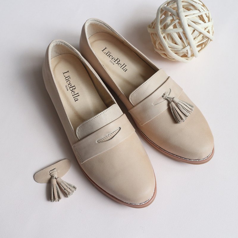 【 seal youth】two way tassel Loafers _ creamy-white - Women's Oxford Shoes - Genuine Leather White