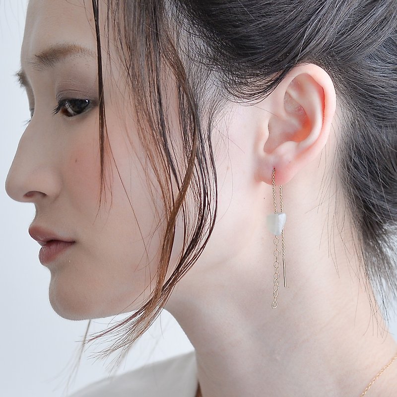 Sway Pierce Amazonite Sweet Earrings Amazonazon - ต่างหู - โลหะ สีทอง