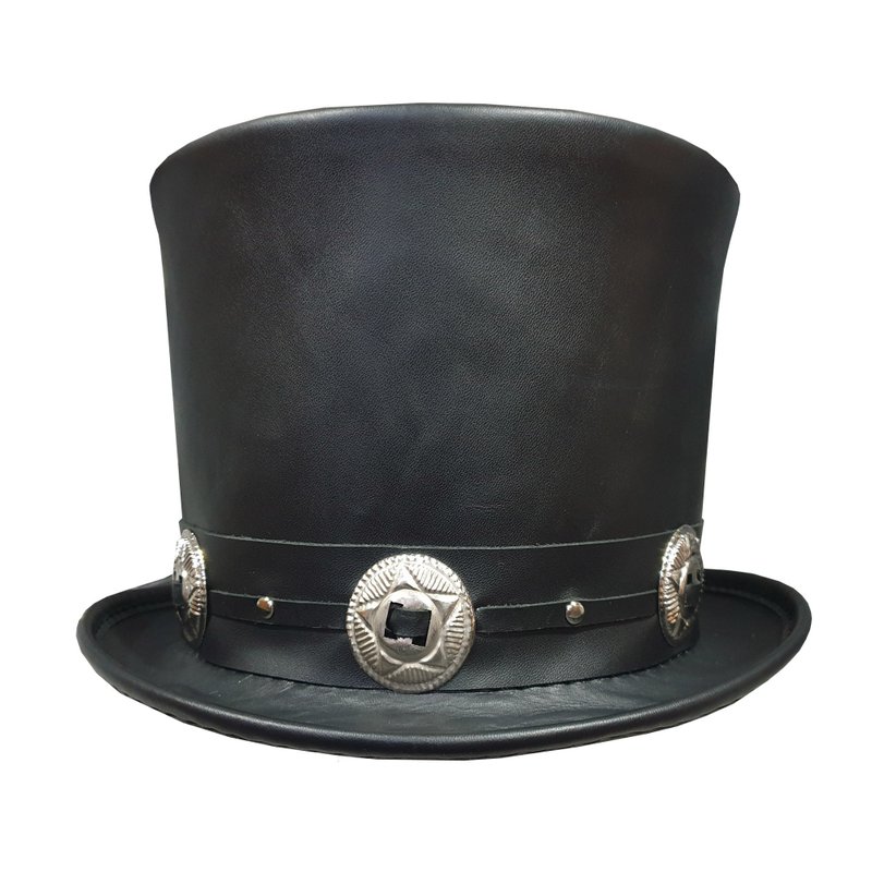 Rocker Slash Black Leather Top Hat - 帽子 - 真皮 黑色