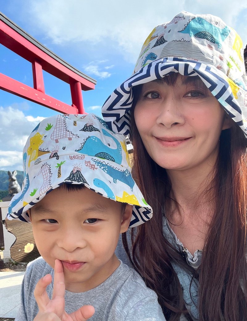 Dinosaur Friends Parent-Child Hat Toddler Bucket Hat for Mother&Kids Beach Hat - ชุดครอบครัว - ผ้าฝ้าย/ผ้าลินิน 