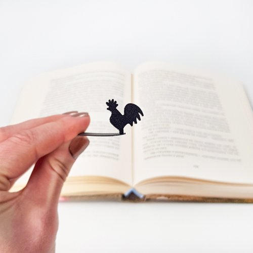 Design Atelier Article Bookmark Black Rooster, Small Bookish Gift for Avid Readers