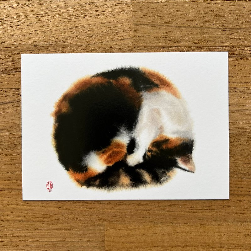 Three-color egg cat postcard - การ์ด/โปสการ์ด - กระดาษ หลากหลายสี