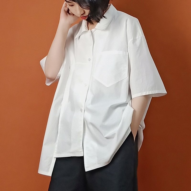 P.YELLOW | Summer side open cotton T-shirt /White/ - เสื้อผู้หญิง - ผ้าฝ้าย/ผ้าลินิน ขาว