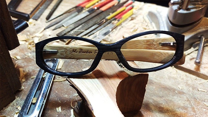 Mr.Banboo F series [met emerald green with a temperature of bamboo story] Taiwan handmade glasses - Glasses & Frames - Bamboo Green