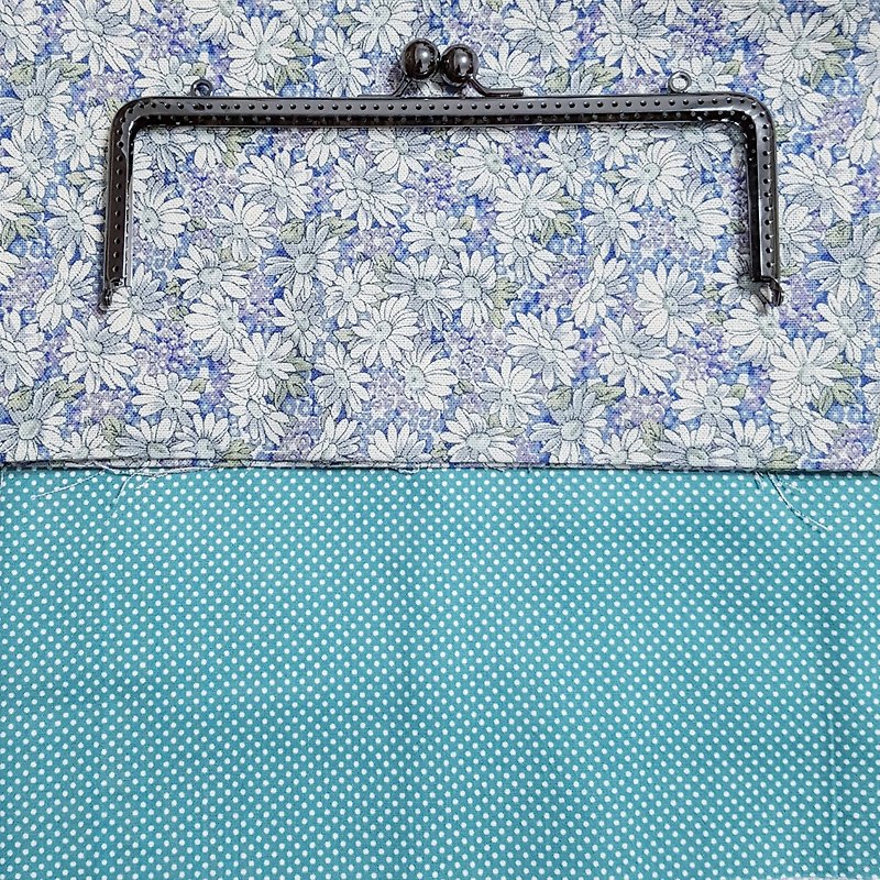 Wingmelo 訂製款口金包 - 側背包/斜背包 - 棉．麻 藍色