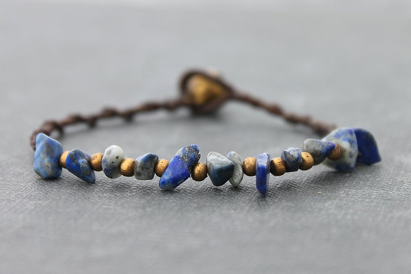 珠子編織手鍊Lapis簡單的骯髒的石頭 - 手鍊/手鐲 - 半寶石 藍色