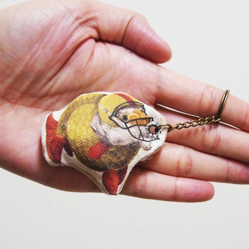 American football gold fish football gold fish charm key ring mobile phone charm - ที่ห้อยกุญแจ - ผ้าฝ้าย/ผ้าลินิน สีส้ม