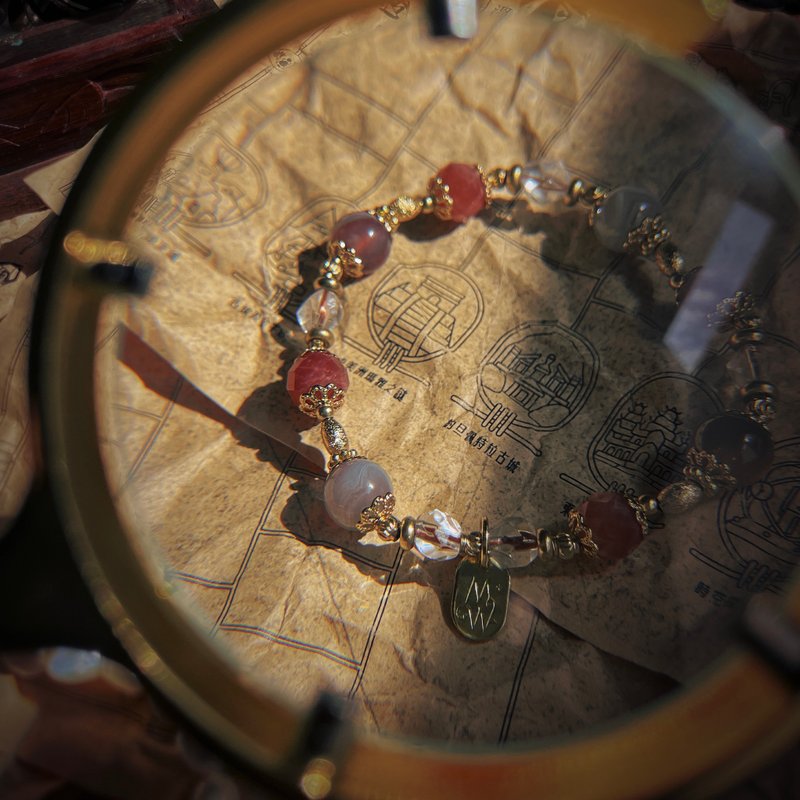 [Travel Offering] Desert Rose Petra // C1619 Stone White Crystal Persian Agate Bracelet - สร้อยข้อมือ - เครื่องเพชรพลอย 