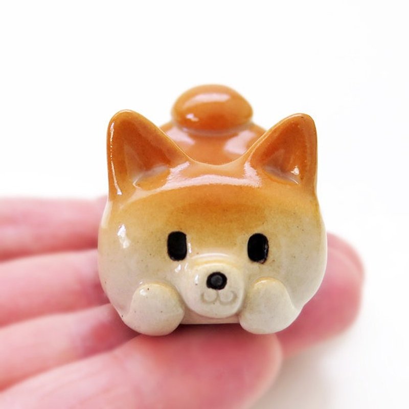 Ceramics figurine "A pen rest of Shiba Inu type NEW 1" 　柴　工房しろ - 擺飾/家飾品 - 陶 
