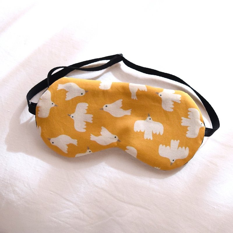 White pigeon eye mask | Mustard | Storage pouch included | Free gift wrapping available - Eye Masks - Cotton & Hemp Yellow
