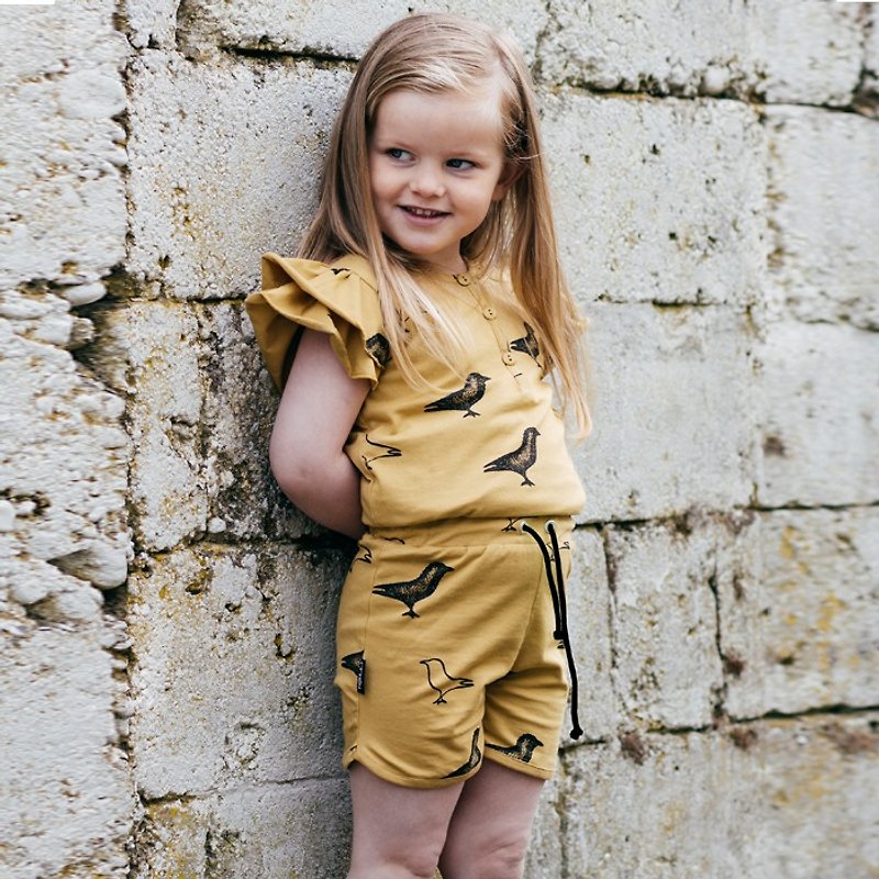 Mói Kids 冰島有機棉童裝女童連身衣褲 1歲至8歲 黃色 - 男/女童長褲/短褲 - 棉．麻 黃色