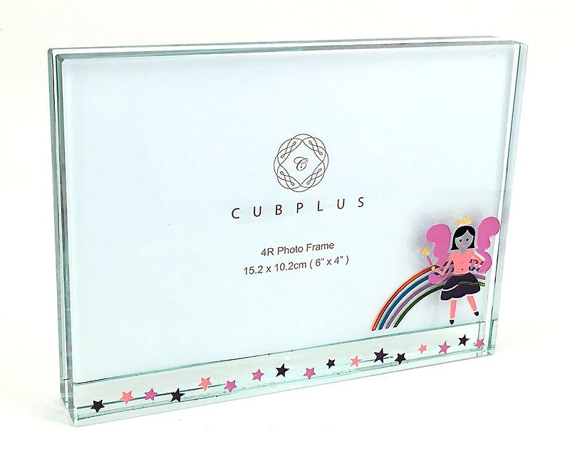4R Crystal Glass Frame -  Fairy ( including casting & coloring names & date ) - Picture Frames - Glass 