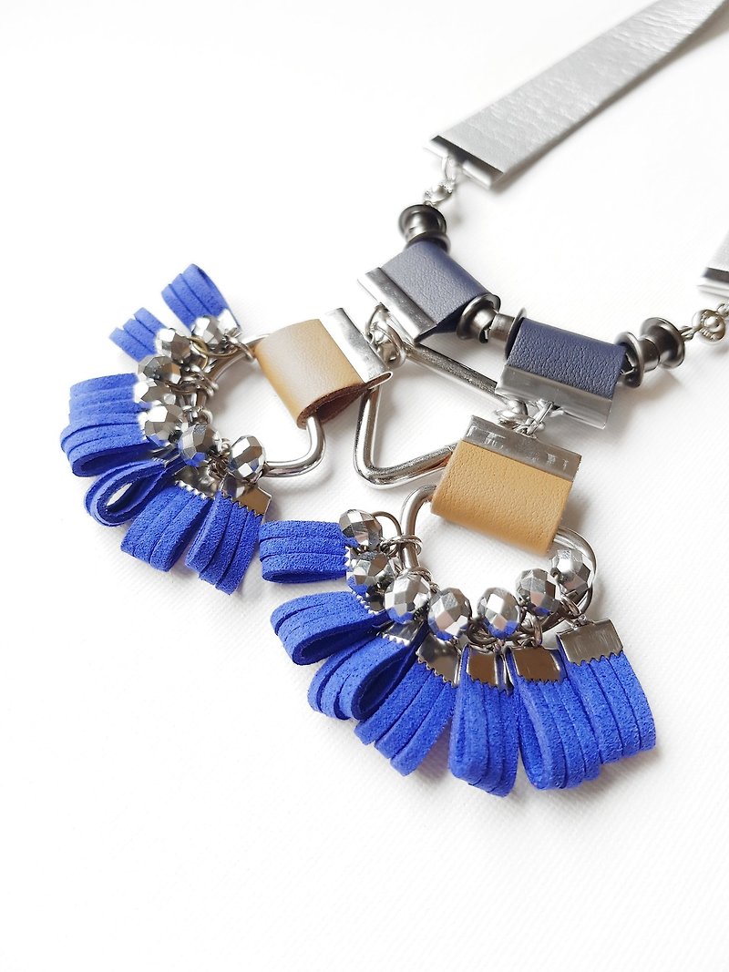 JAEDA Short Collar D-Ring Smocked Necklace //INDIGO - 項鍊 - 紙 藍色