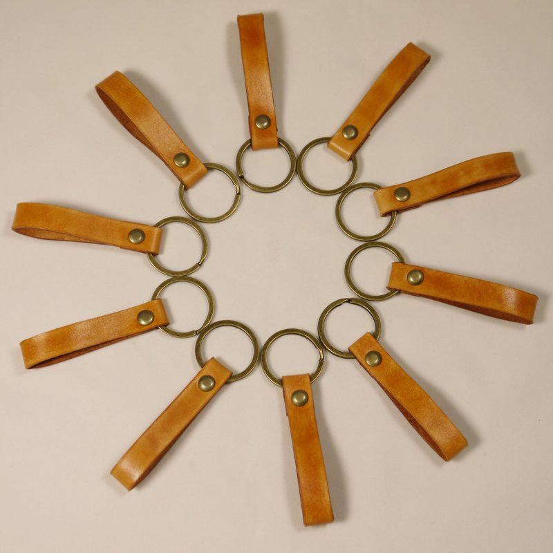 皮革鑰匙圈 鑰匙環 皮革 - 鑰匙圈/鑰匙包 - 真皮 橘色