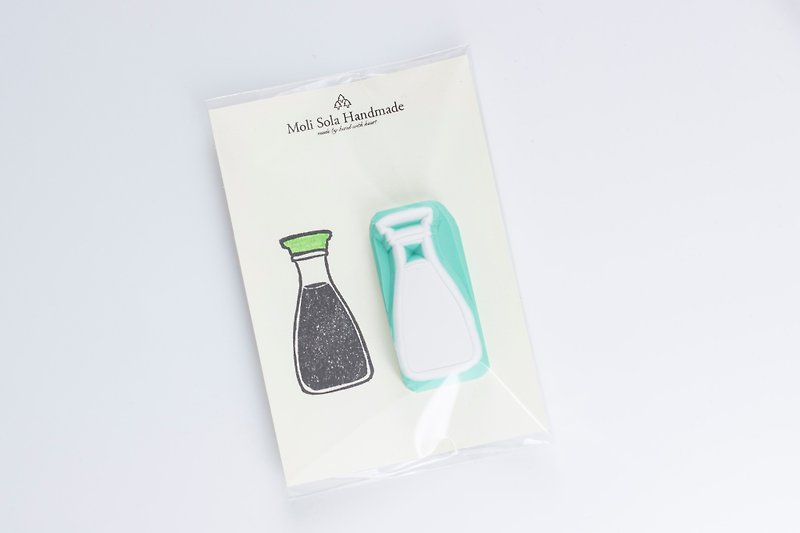 手刻 醬油瓶 橡皮章 - 印章/印台 - 橡膠 白色