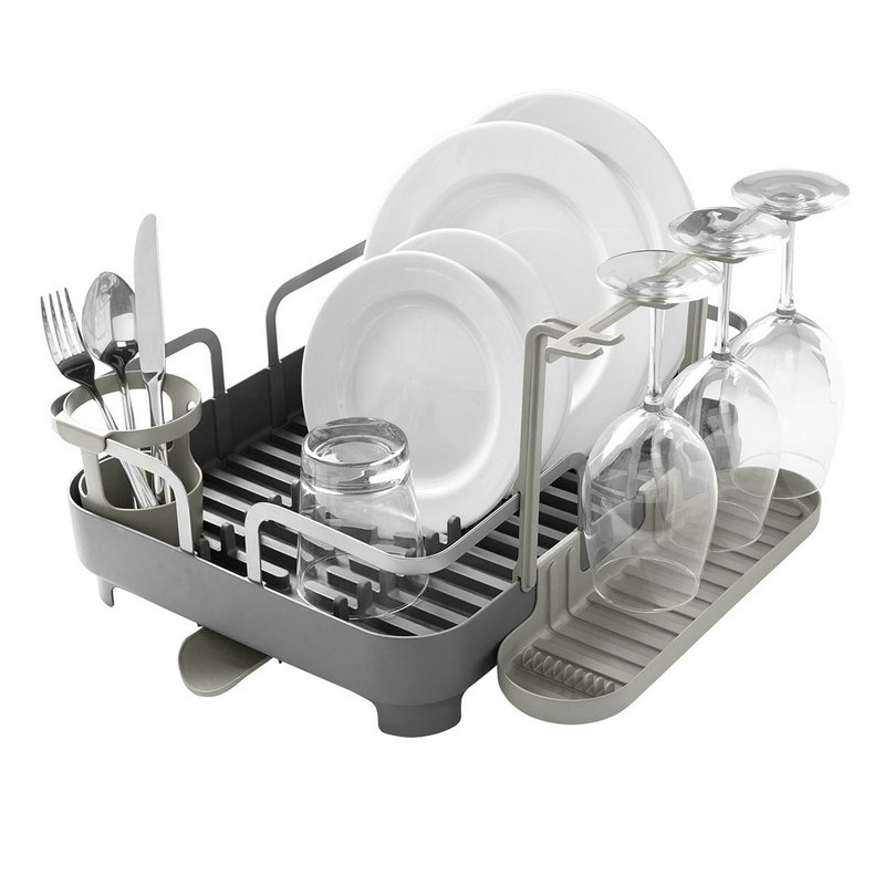 【Umbra】Holster dishware and dish draining rack (dark gray) - ผลิตภัณฑ์ล้างจ้าน - ยาง ขาว