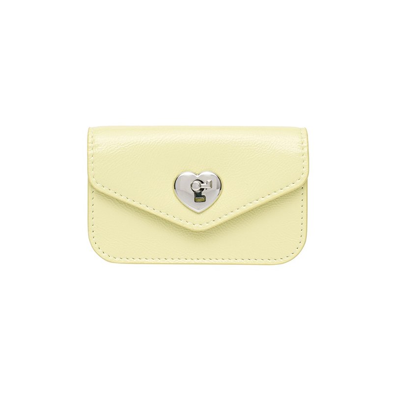 Heart Lock Compact Card Wallet Palelemon - กระเป๋าสตางค์ - หนังแท้ สีเหลือง