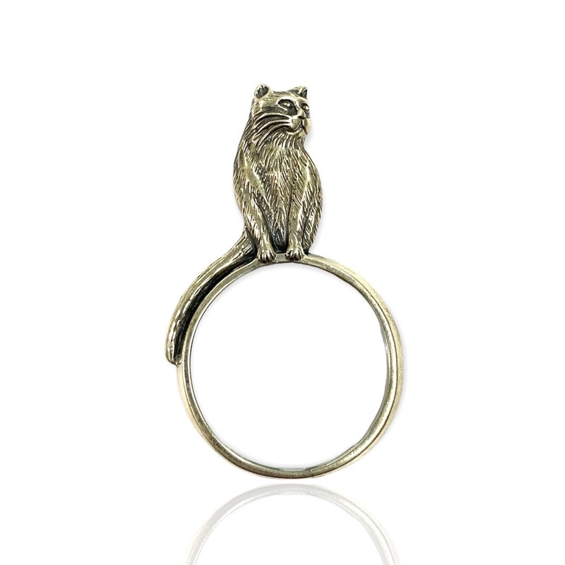 Victorian Style Cat Magnifying Glass Loop Pendant 925 Sterling Silver - 其他 - 純銀 銀色