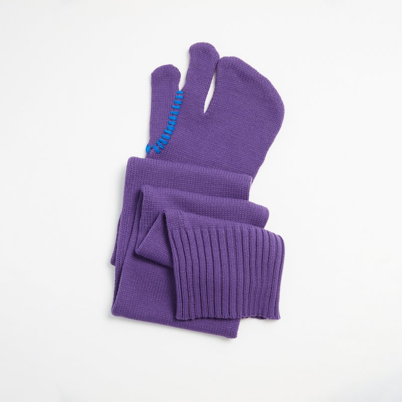 10 MOOn 羊毛大手造型針織圍巾 - 圍巾/披肩 - 羊毛 紫色