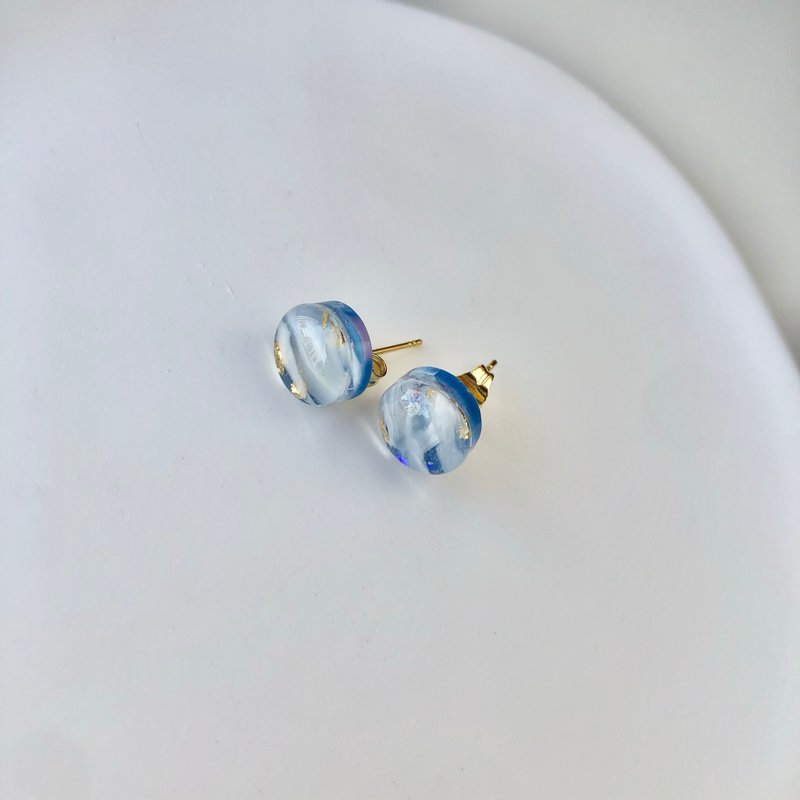 Resin Gemstone Earrings [Sleepwalking] - ต่างหู - เรซิน สีน้ำเงิน