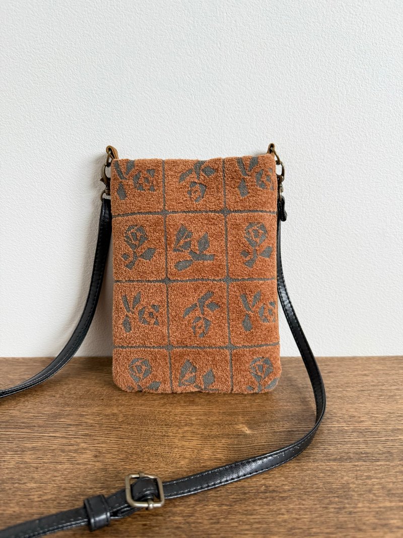 Smartphone pouch with strap, Mina Perhonen Lulu, handmade - Toiletry Bags & Pouches - Cotton & Hemp Brown