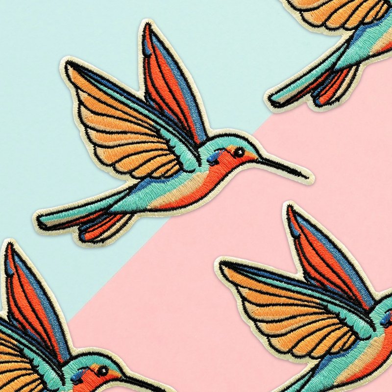 Embroidered Patch Minimalist Hummingbird - อื่นๆ - งานปัก 