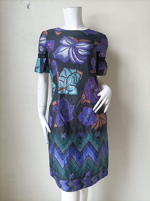 cvintageland Alberta Ferretti Floral Dress Design, Size 6 UK