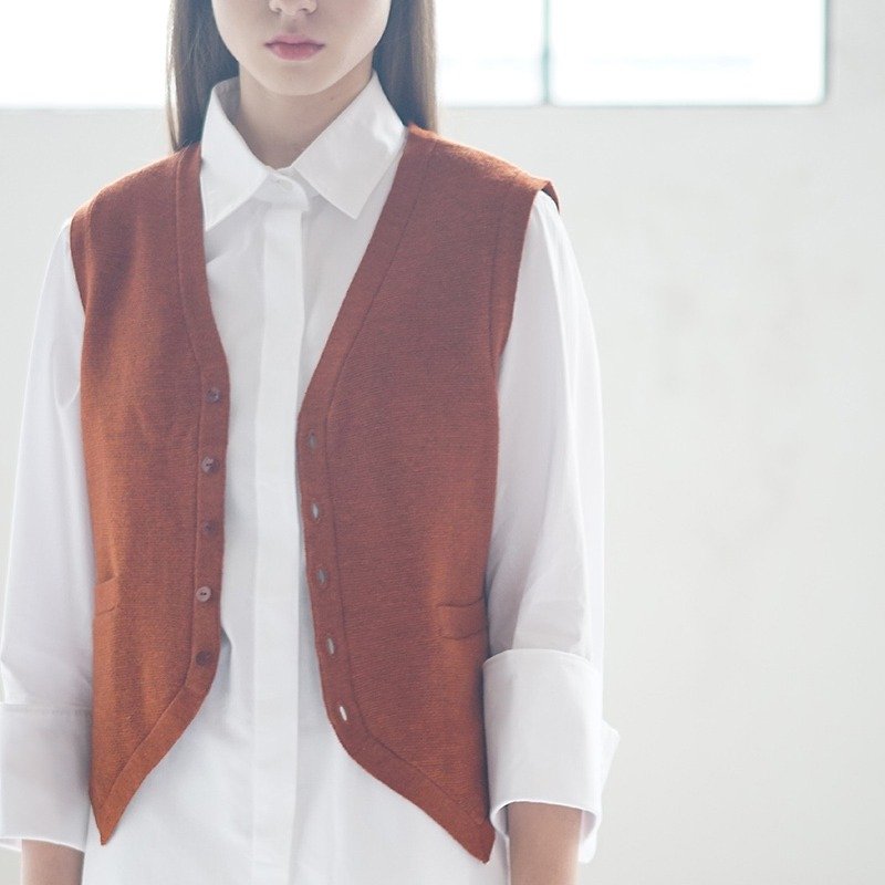 KOOW / Frederick Retro Knitting Vest Short vest imported wool - Women's Vests - Wool 