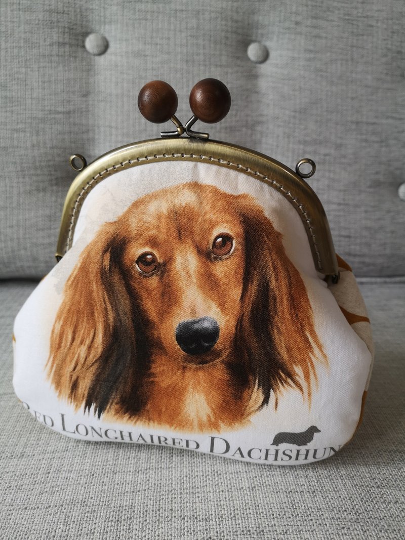 只此一個【萌寵出街】dachshund 臘腸犬布藝口金化粧包/斜揹袋 - 化妝包/收納袋 - 棉．麻 