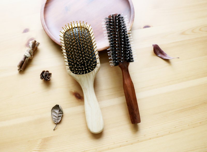 [Value Gift Box] Classic Ash 161 Gold Comb + Rosewood Round Comb - Makeup Brushes - Wood 