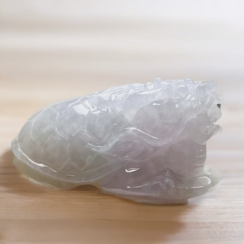 [Auspiciousness and Longevity] Ice Jade Dragon Turtle | Natural Burmese Jade A Grade Jade | Gift - Items for Display - Jade Transparent