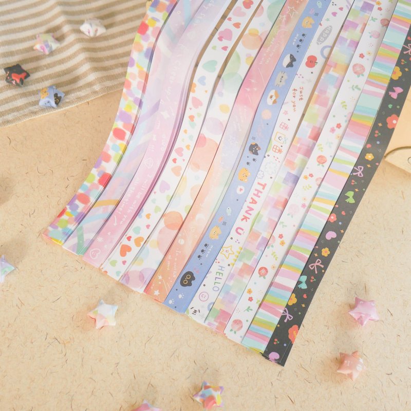 DIY folded star paper - fine version. JW-99. Handmade by art workers. Make wishes. Dreamy and cute illustrations. Japanese style - อื่นๆ - กระดาษ 