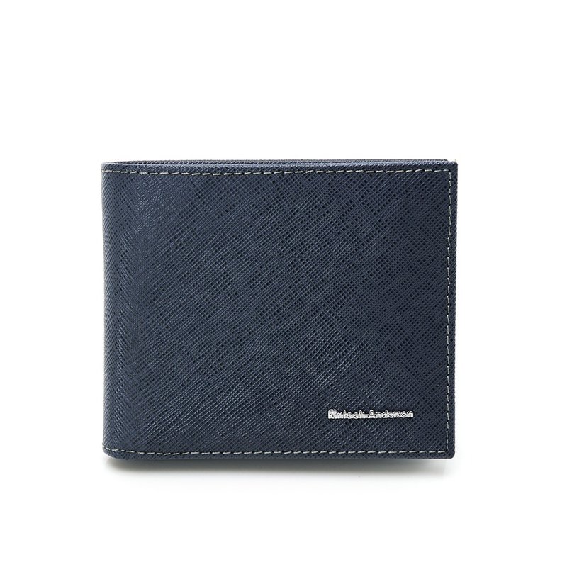 Kinfolk & Anderson: The Trendsetter Bi-Fold Coin Pocket Bifold Wallet - Navy - กระเป๋าสตางค์ - หนังแท้ สีน้ำเงิน