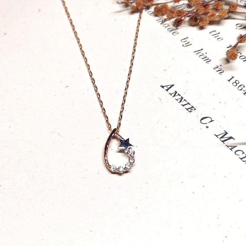 【Moriarty Jewelry】- 水滴星星 - 14K  玫瑰金 小鑽項鍊 - 項鍊 - 玫瑰金 
