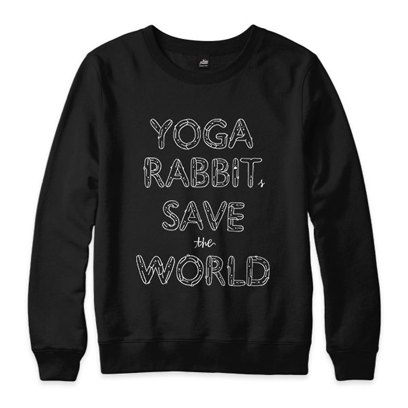 YOGA RABBITS SAVE the WORLD-Black-Unisex University T - Men's T-Shirts & Tops - Cotton & Hemp Black