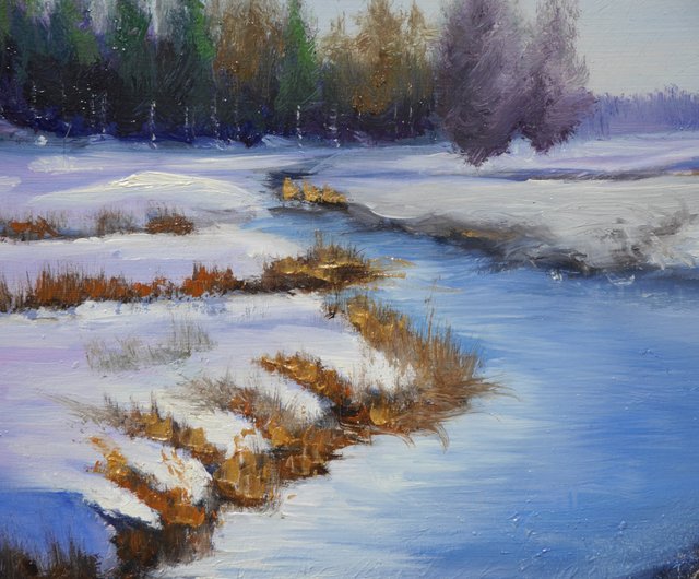 油絵 絵画 【冬の川】 油絵 絵画 【冬の川】 - メルカリ