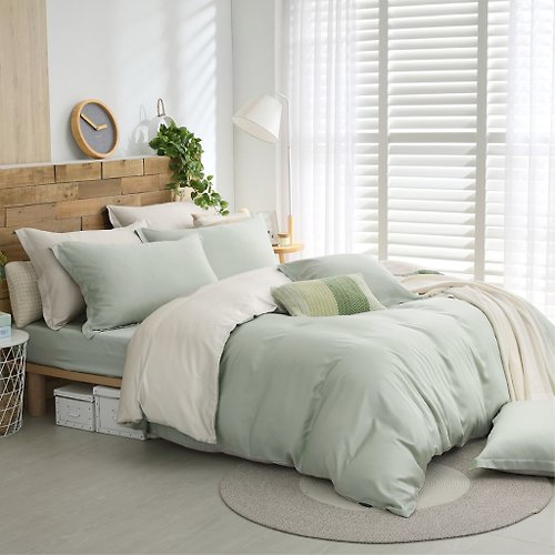 OLIVIA 原創設計寢具 TL2000 果綠X奶油黃/300織天絲萊賽爾/床包枕套組/被套(單品)