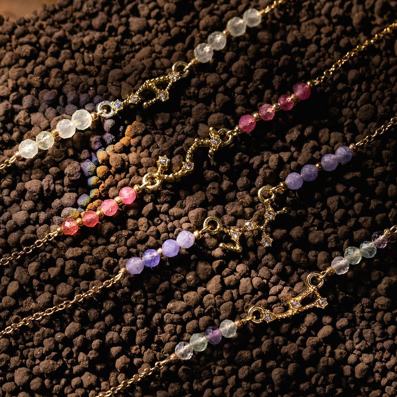 【Birthstones・September-December】Constellation Bracelet│ Stone・Rubellite・Stone・Stone - Bracelets - Gemstone Multicolor