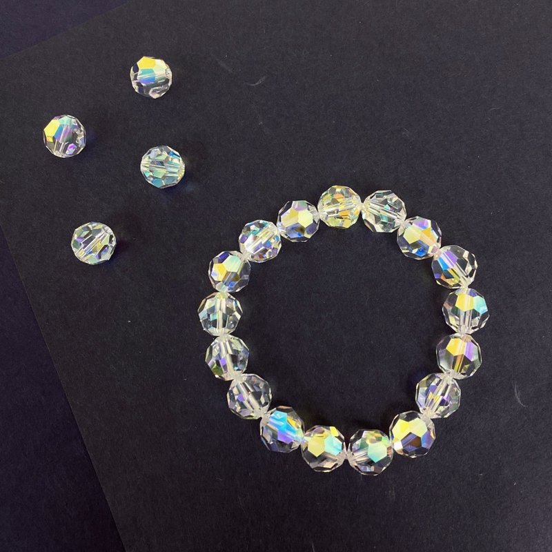 Edith & Jaz • Swarovski水晶圓珠手串10mm(極光白) - 手鍊/手環 - 玻璃 白色