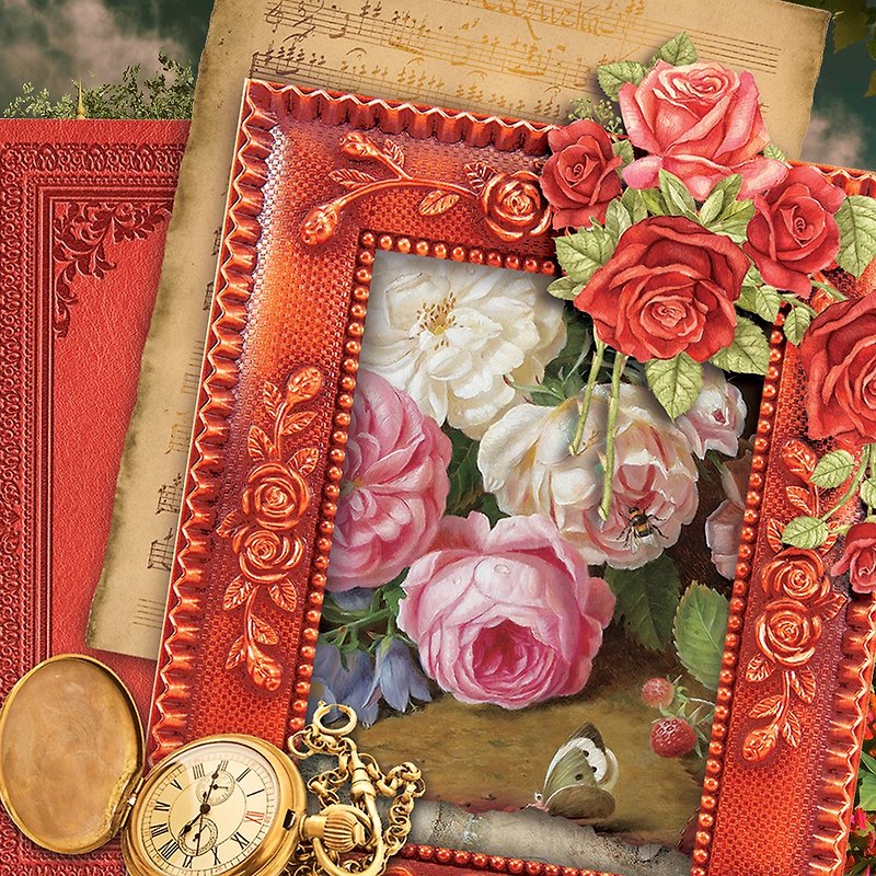(Deco) Vintage Photo Frame_A (5Color) - Stickers - Paper Red