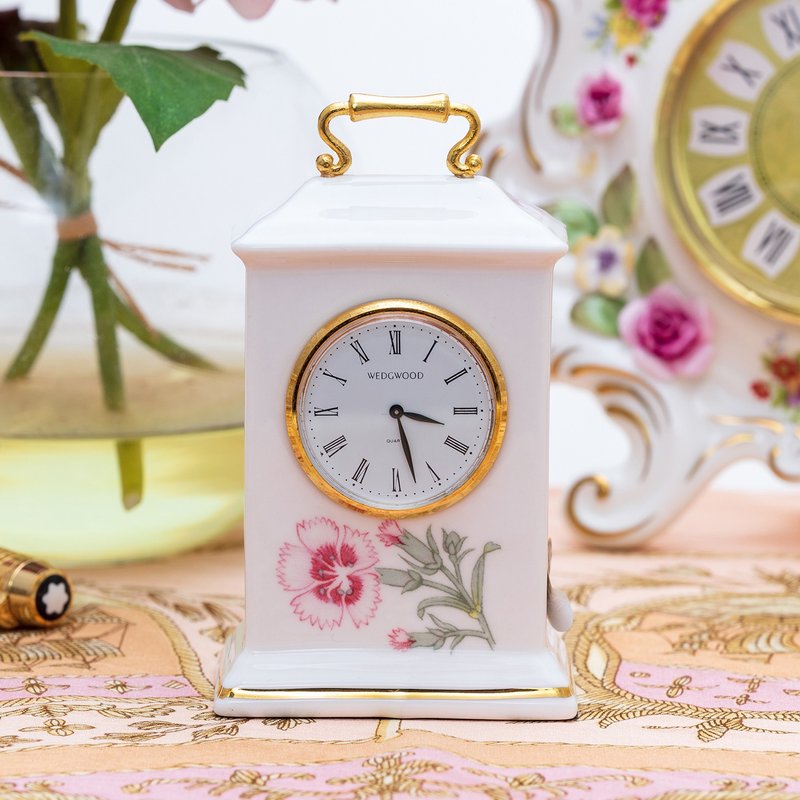 英国製 Aynsley Tudor チューダー 花柄 ファインボーンチャイナ ヨーロピアン 置時計 書斎 小型時計 陶器時計 - 時計 - 磁器 